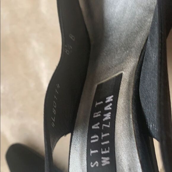 STUART WEITZMAN Black Satin Crystal Heel Slingback Size 8.5 - Picture 7 of 7